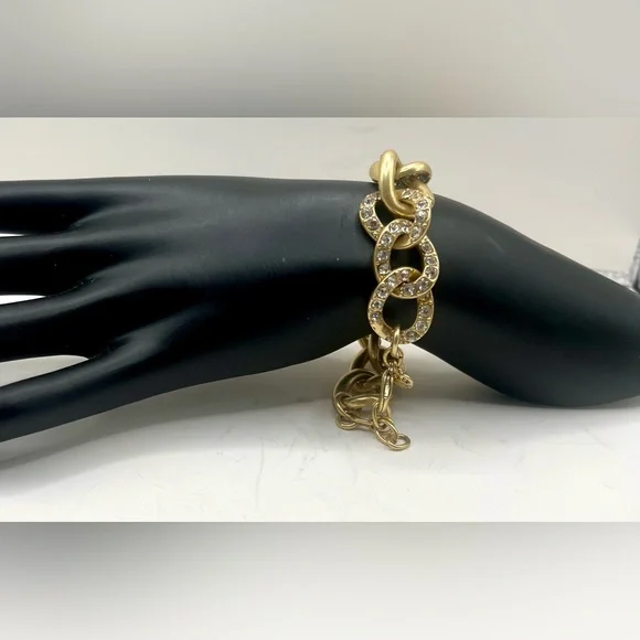 J. Crew Gold and Rhinestone Accented Link Bracelet - Picture 4 of 4